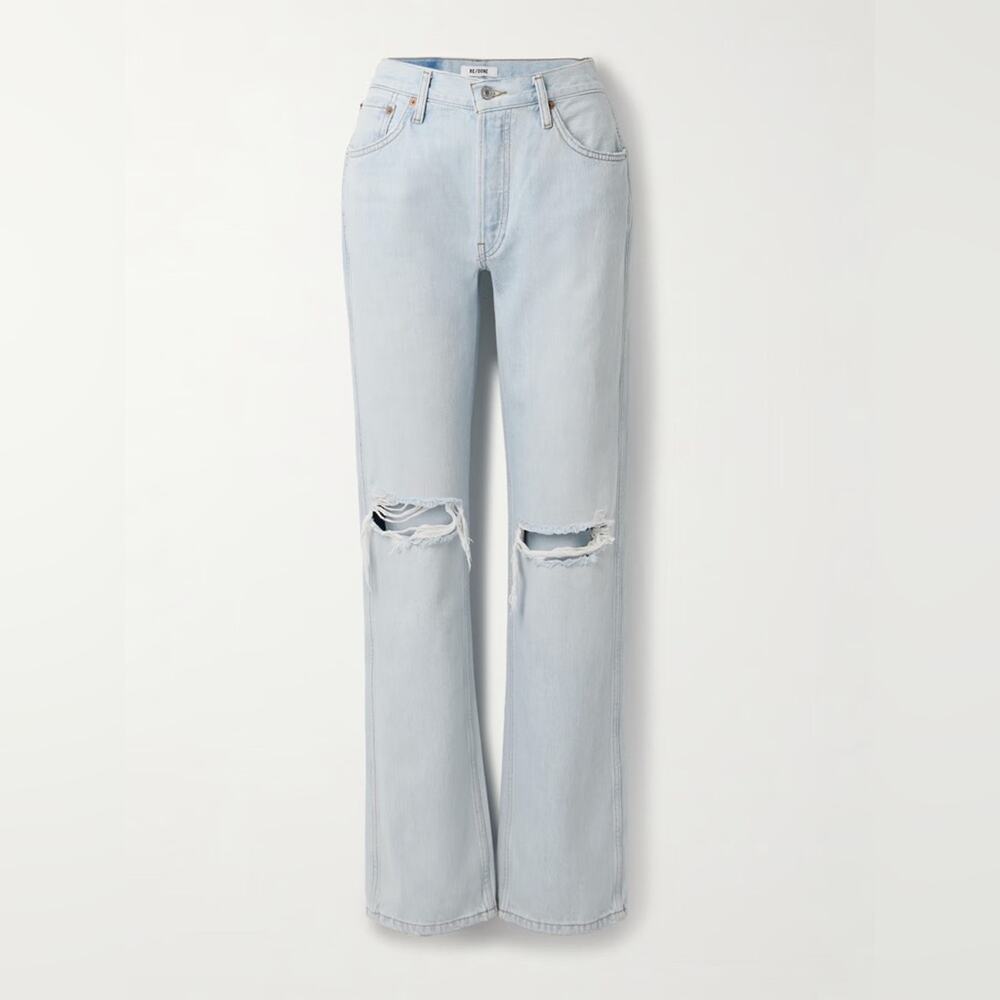 $295 Re/Done 90s High Rise Loose Bleach Destroy - 25 - Picture 1 of 15